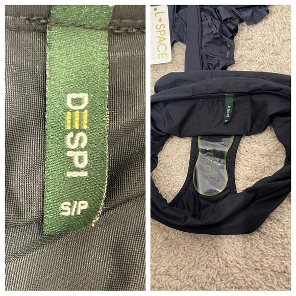 NWT! L Space Flutter Bye Hunter Rose Bandeau Bikini Top black and Despi bottoms - Picture 9 of 10